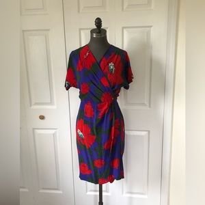 Vintage Floral Wrap Dress, Size XS/S